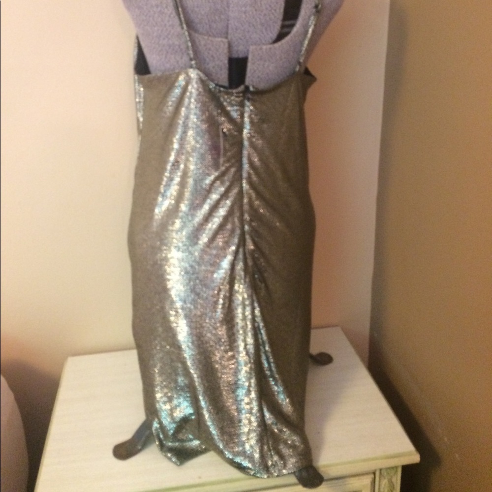 Gold Shiny Draped Disco Dress size L - Picture 8 of 14